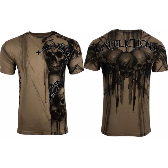 Affliction Other - AFFLICTION Men's T-shirt WALKING DEAD Skull Tattoo Biker MMA S-5XL